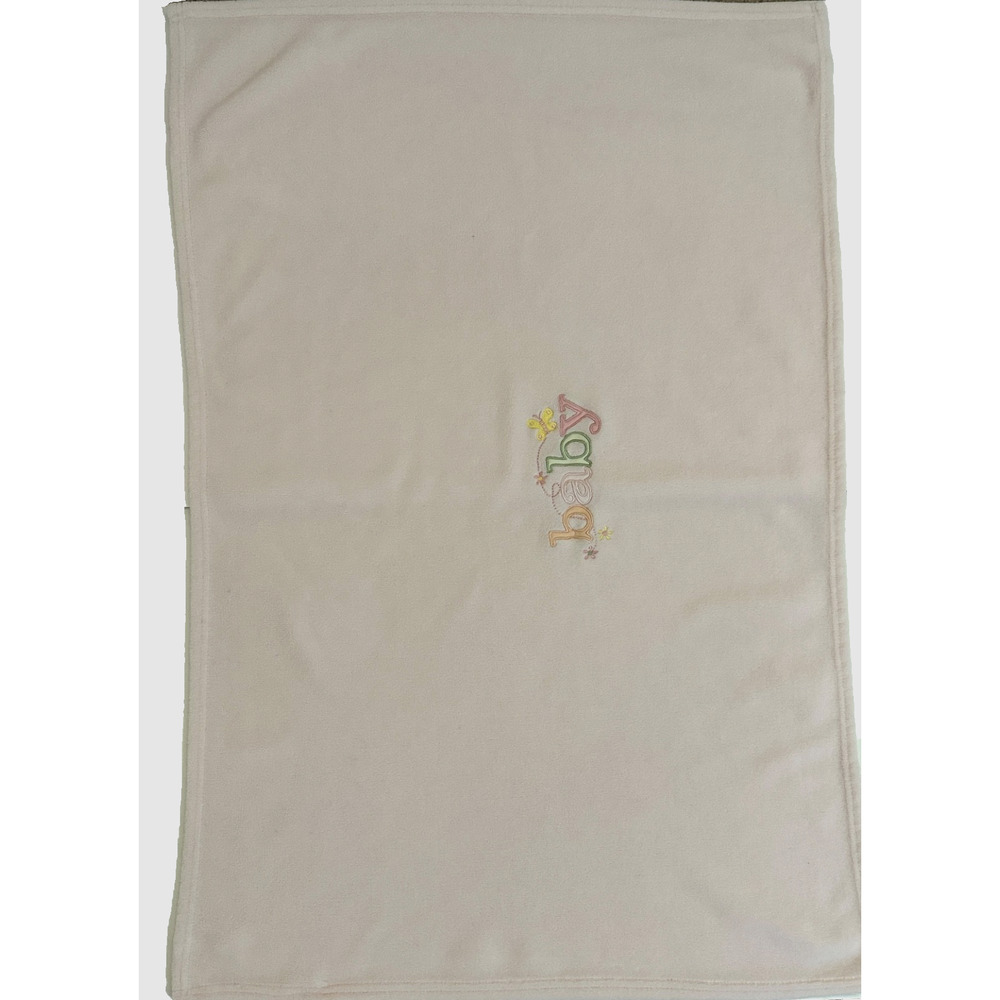 Light Pink BABY Spell Out Embroidered Baby Kids Blanket Lovey Butterfly Flower